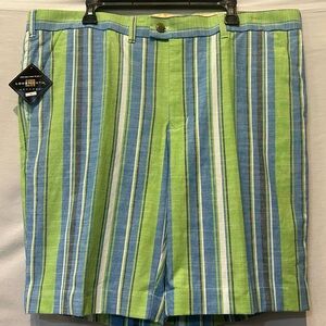 NWT - Men's LoudMouth Striped Flat Front Cotton/ Spandex Golf Shorts